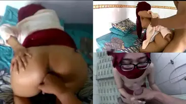 Jilbab Merah Kacamata Dihajar Gaya Doggy